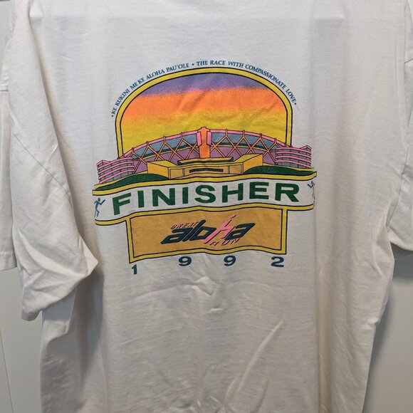Vinatge 90's ONEITA Great Aloha Run Marathon Finisher T-Shirt Size XL - Picture 4 of 4